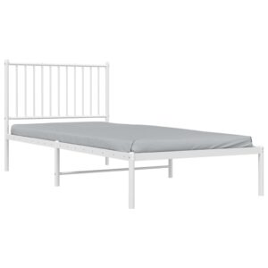 vidaXL Sängram med huvudgavel metall vit 90x200 cm - Bild 3