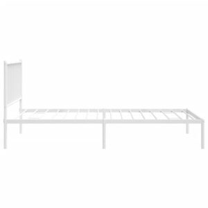 vidaXL Sängram med huvudgavel metall vit 90x200 cm - Bild 6