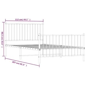 vidaXL Sängram med huvudgavel och fotgavel vit metall 107x203 cm - Bild 9