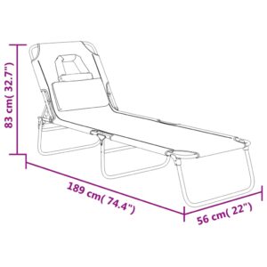 vidaXL Solsäng fällbar taupe oxfordtyg & pulverlackerat stål - Bild 11