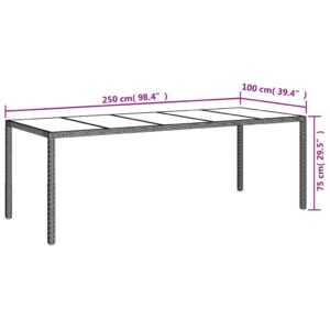 vidaXL Trädgårdsbord vit 250x100x75 cm konstrotting och härdat glas - Bild 6