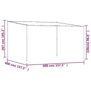 vidaXL Paviljong vit 4x4 m 180 g/m² tyg och stål - Bild 8