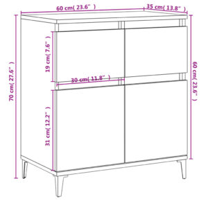 vidaXL Byrå brun ek 60x35x70 cm konstruerat trä - Bild 10