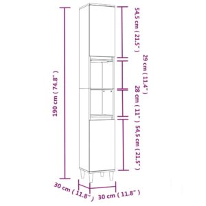 vidaXL Badrumsskåp svart 30x30x190 cm konstruerat trä - Bild 11