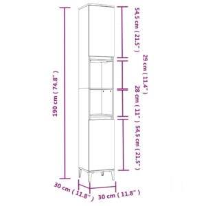 vidaXL Badrumsskåp vit 30x30x190 cm konstruerat trä - Bild 11