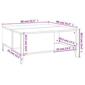 vidaXL Soffbord grå sonoma 80x80x36,5 cm konstruerat trä - Bild 8