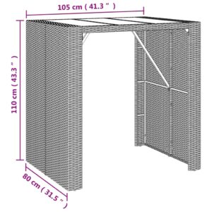 vidaXL Barbord med glasskiva svart 105x80x110 cm konstrotting - Bild 6