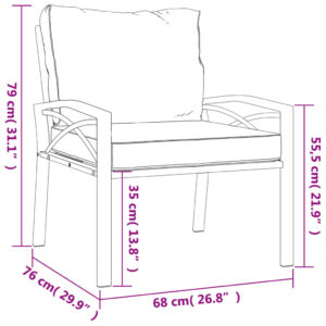 vidaXL Trädgårdsstol med grå dynor 68x76x79 cm stål - Bild 8