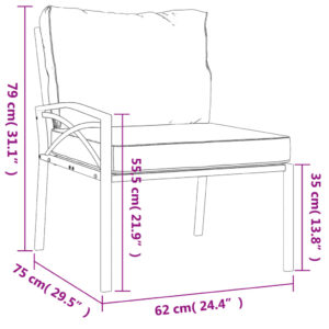 vidaXL Trädgårdsstolar med grå dynor 2 st 62x75x79 cm stål - Bild 9