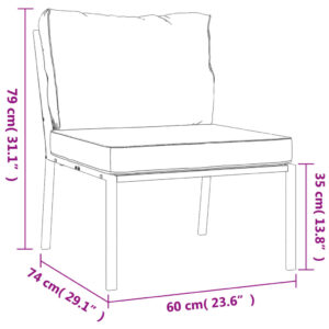 vidaXL Trädgårdsstolar med sandfärgade dynor 2 st 60x74x79 cm stål - Bild 9