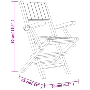 vidaXL Hopfällbara trädgårdsstolar 2 st 55x61x90 cm massiv teak - Bild 8