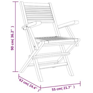 vidaXL Hopfällbara trädgårdsstolar 2 st 55x62x90 cm massiv teak - Bild 8