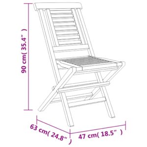 vidaXL Hopfällbara trädgårdsstolar 6 st 47x63x90 cm massiv teak - Bild 5