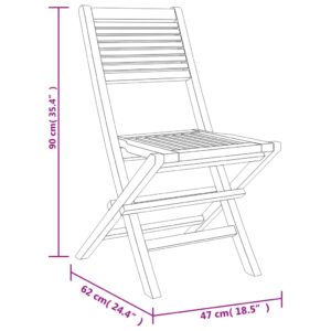 vidaXL Hopfällbara trädgårdsstolar 4 st 47x62x90 cm massiv teak - Bild 5