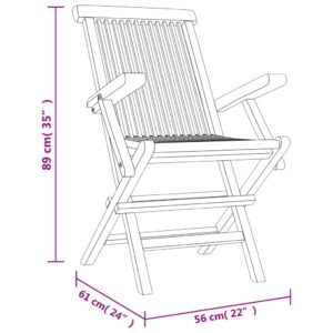 vidaXL Hopfällbara trädgårdsstolar 4 st grå 56x61x89 cm massiv teak - Bild 5