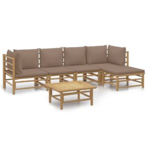 vidaXL Loungegrupp 6 delar taupe dynor bambu - Bild 2