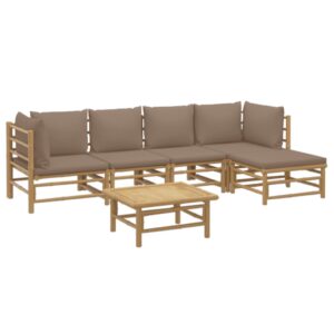 vidaXL Loungegrupp 6 delar taupe dynor bambu - Bild 3