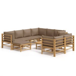 vidaXL Loungegrupp 10 delar taupe dynor bambu - Bild 2