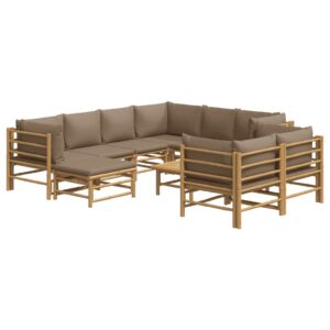 vidaXL Loungegrupp 10 delar taupe dynor bambu - Bild 3