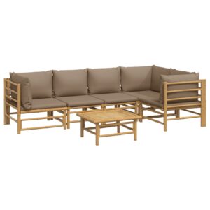 vidaXL Loungegrupp 6 delar taupe dynor bambu - Bild 3