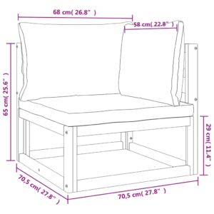 vidaXL Loungegrupp 3 delar taupe dynor massivt trä - Bild 6