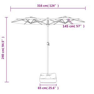 vidaXL Parasoll dubbelt azurblå 316x240 cm - Bild 8