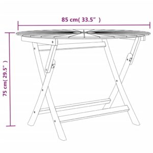 vidaXL Hopfällbart trädgårdsbord Ø 85x75 cm massiv teak - Bild 8