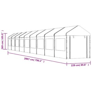 vidaXL Paviljong med tak vit 20,07x2,28x2,69 m polyeten - Bild 7