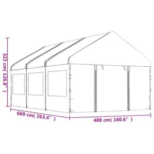 vidaXL Paviljong med tak vit 6,69x4,08x3,22 m polyeten - Bild 7