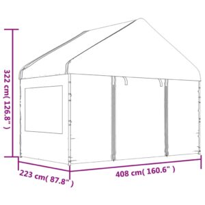 vidaXL Paviljong med tak vit 6,69x4,08x3,22 m polyeten - Bild 8