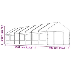 vidaXL Paviljong med tak vit 15,61x4,08x3,22 m polyeten - Bild 7