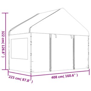 vidaXL Paviljong med tak vit 15,61x4,08x3,22 m polyeten - Bild 8