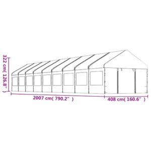 vidaXL Paviljong med tak vit 20,07x4,08x3,22 m polyeten - Bild 7