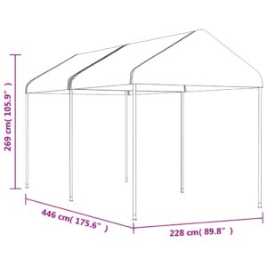 vidaXL Paviljong med tak vit 4,46x2,28x2,69 m polyeten - Bild 5