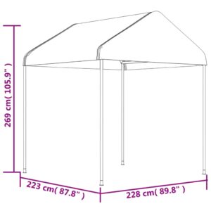 vidaXL Paviljong med tak vit 4,46x2,28x2,69 m polyeten - Bild 6