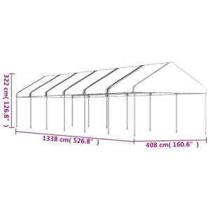 vidaXL Paviljong med tak vit 13,38x4,08x3,22 m polyeten - Bild 5