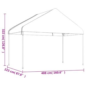 vidaXL Paviljong med tak vit 13,38x4,08x3,22 m polyeten - Bild 6