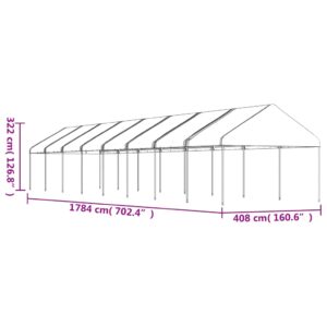 vidaXL Paviljong med tak vit 17,84x4,08x3,22 m polyeten - Bild 5