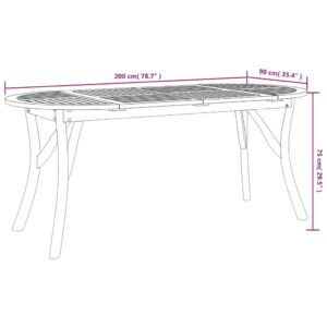 vidaXL Trädgårdsbord 200x90x75 cm massivt akaciaträ - Bild 6