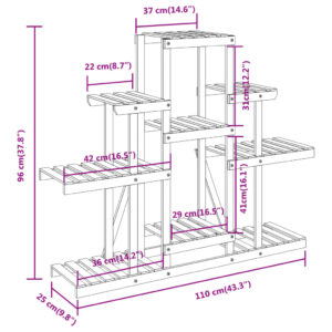 vidaXL Växtställ 110x25x96 cm massivt granträ - Bild 8