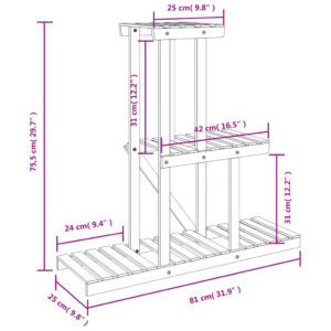 vidaXL Växtställ 81x25x75,5 cm massivt granträ - Bild 8