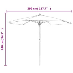 vidaXL Parasoll med trästång 299x240 cm sandfärgad - Bild 8