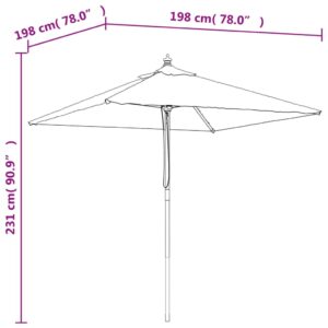 vidaXL Parasoll med trästång 198x198x231 cm antracit - Bild 7