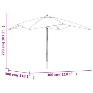 vidaXL Parasoll med trästång 300x300x273 cm sandvit - Bild 7