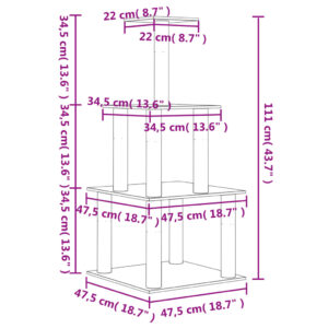 vidaXL Klösträd med sisalpelare ljusgrå 111 cm - Bild 6