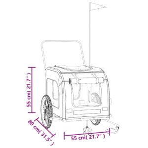 vidaXL Cykelvagn för djur orange och svart oxfordtyg och järn - Bild 11