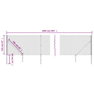 vidaXL Gunnebostängsel med markspett antracit 1x10 m - Bild 5