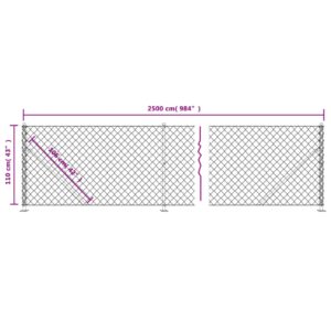 vidaXL Gunnebostängsel med stolpsko antracit 1,1x25 m - Bild 6