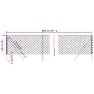 vidaXL Gunnebostängsel silver 1x10 m - Bild 5