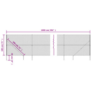 vidaXL Gunnebostängsel med markspett silver 1,8x10 m - Bild 5